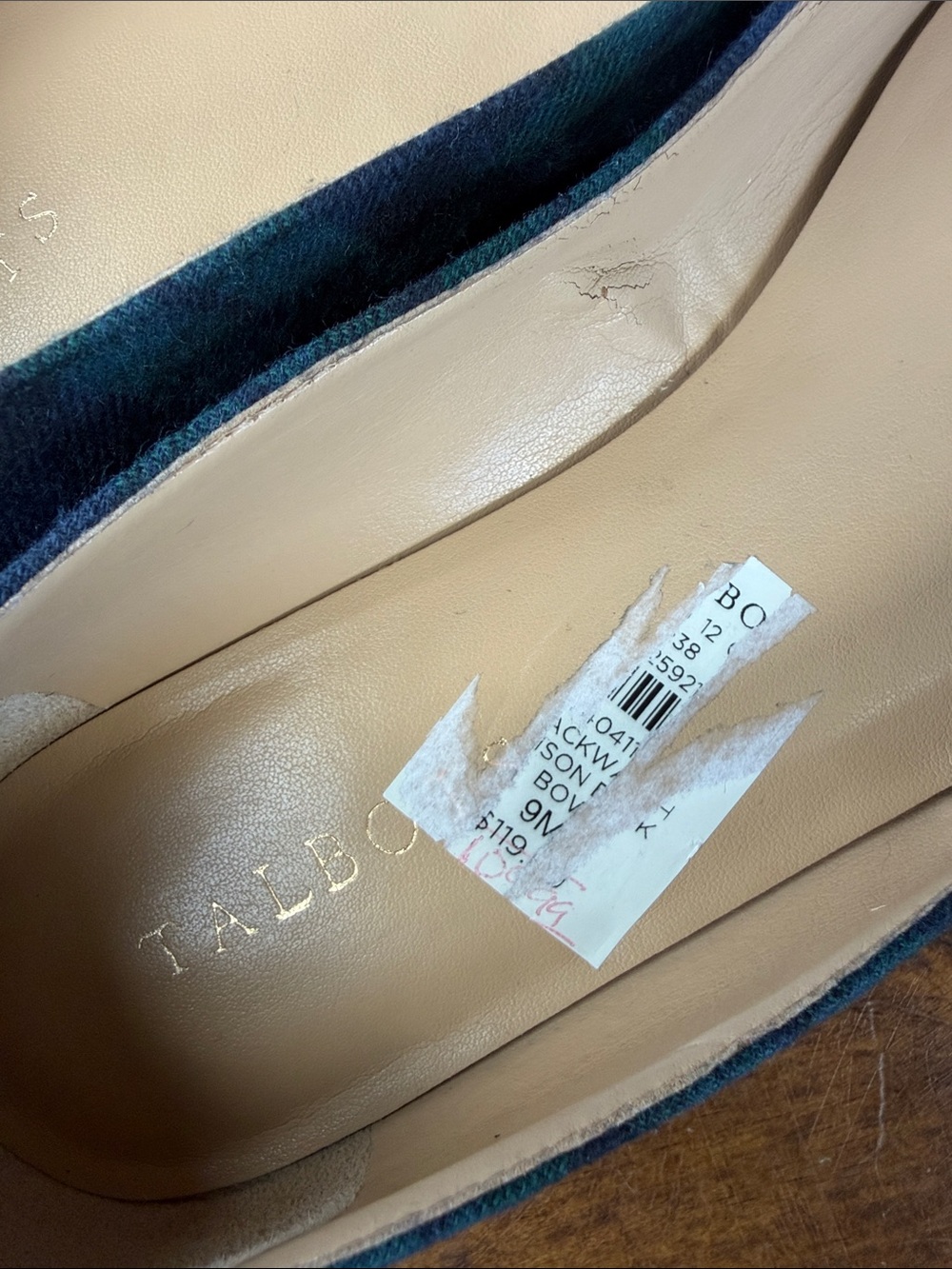 Talbots Black Watch Plaid Flats Sz 9 - Picture 6 of 16